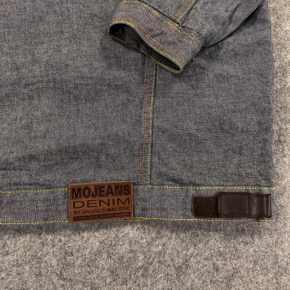 Y2k Vtg Mojeans Denim Jacket Mens 2XL Blue Military Streetwear Maurice Malone - Picture 11 of 12